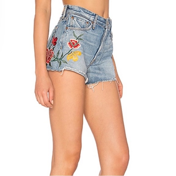 GRLFRND Pants - GRLFRND Cindy Embroidered Jean Shorts Rising Sun 24